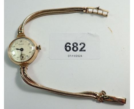 An Audax 9 carat gold ladies wrist watch and strap, 18.5g