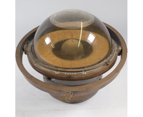 A large ships spherical compass by Kelvin &amp; Wilfred, White Co. 30cm diameter