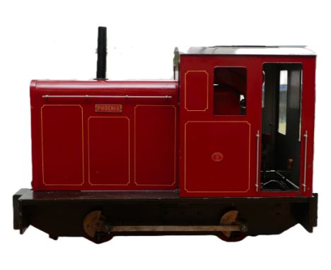 F.J. Williams, a garden 5" gauge petrol locomotive, named Phoenix, build plate date 1981, powered by a lawnmower engine, 67 x