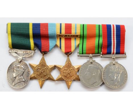 WWII group mounted, The 1939-1945 Star, The Africa Star with bar 1st Army, Defence Medal, General Service Medal, Territorial 