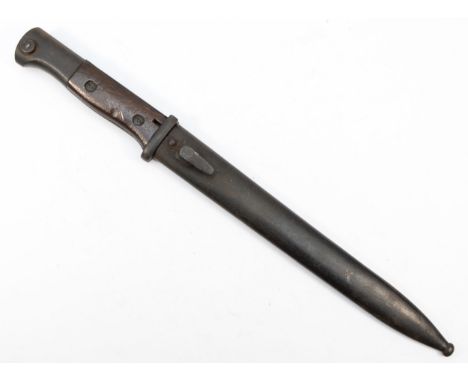 A WWI German Giebruder Heller bayonet with metal scabbard, 25cm blade 
