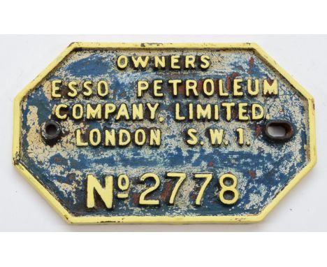 Owners wagon plate, Esso Petroleum co. Ltd London, No 2778 