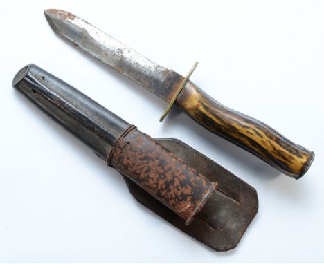 A Brookes &amp; Crookes, Sheffield small Bowie knife, 12.5cm blade with metal scabbard. 