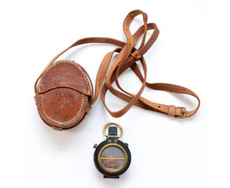 WWI 1917 military compass in leather case, makers mark F. BARKER &amp; Son's, London. 