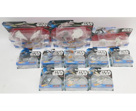 Star Wars; A collection of thirteen Mattel 'Hot Wheels' action figures and models, in sealed blister packs, unopened as new. 