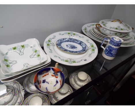 Quantity of F.A. Schumann ceramic tableware, comprising of meat plates, tureens, bowls,  a George Jones and Sons ceramic lidd