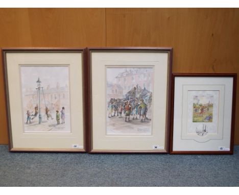 Two original watercolours by Margaret Clarkson, one entitled 'Rope Tricks' the other 'Rag and Bone Man', signed lower right b