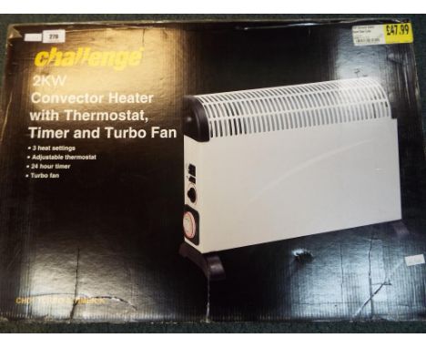 Unused retail stock - A Challenge 2 Kw convector heater with thermostat, timer and turbo fan. - This lot MUST be paid for and
