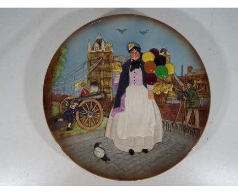 Royal Doulton - a Royal Doulton charger entitled Biddy Penny Farthing marked D6666 modelled by William K Harper, approximatel