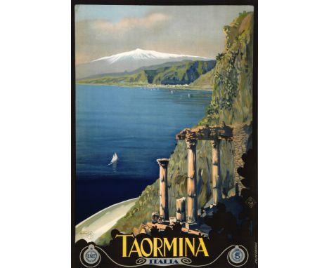 Taormina. Mario Borgoni Litografia, 1920 ca. R & C., cm 100x70. Qualità: B.  Lotto sottoposto a regime di IVA ORDINARIA, dive