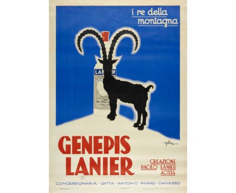 Genepis Lanier. Golia Litografia, 1933. Gros Monti & C., Torino, cm 140x100. Qualità: B+..  Genepis Lanier. Golia Lithograph,