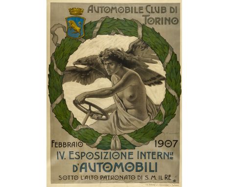 Automobile Club Torino. Giovanni Battista Carpanetto Litografia, 1907. Lit. Doyen di L. Simondetti, Torino, cm 148x110. Quali