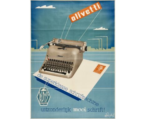 Olivetti Lexicon 80. Rijn Van Dorp Litografia, 1950. Lankhout-Immig N.V. Den Haag, cm 112x79,5. Qualità: A..  Olivetti Lexico
