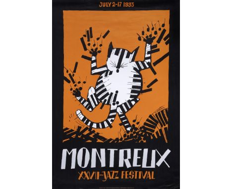 Montreux Jazz. Tomi Ungerer Serigrafia, 1993. OCTM, Switzerland, cm 100x70. Qualità: B..  Montreux Jazz. Tomi Ungerer Silcksc