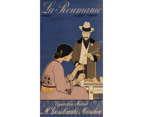 La Roumanie. Fritz Rehm Litografia, 1896. Druck Schon&Maison, München, cm 66,5x36. Qualità: B-. Telato. Margini rifilati. RAR
