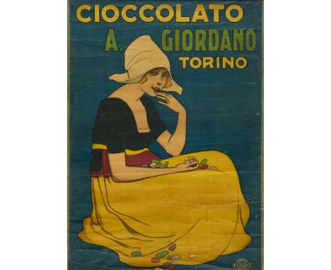 Cioccolato Giordano. Anonimo Litografia, 1900 ca. Litografia Azimonti, Torino, cm . Qualità: B-..  Cioccolato Giordano. Anoni