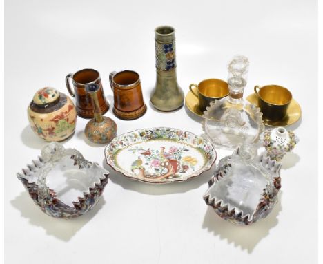 A collection of&nbsp;decorative ceramics and glass&nbsp;including a&nbsp;Royal Doulton stoneware floral&nbsp;decorated vase,&