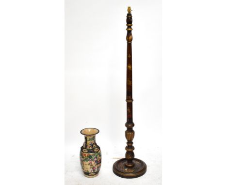 A standard lamp with enamelled and gilt Chinoiserie decoration, height including fitment 157cm, and a late 19th/early 20th ce