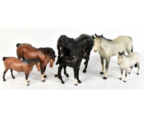BESWICK; six ceramic horses to include 'Black Beauty', etc (6).Additional InformationThe tall brown horse has had damage to o