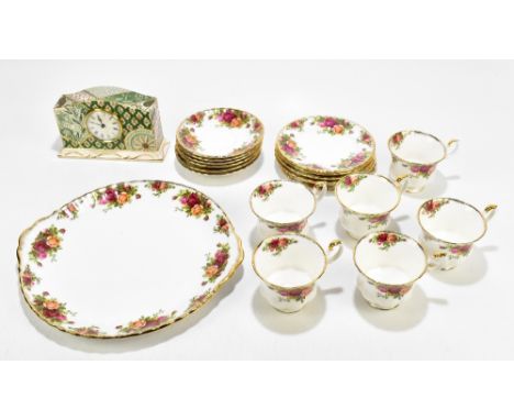 ROYAL ALBERT; an 'Old Country Roses' nineteen piece part tea service, together with a Masons 'Appliqué' mantel clock (20).Add