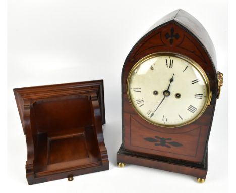 LITHERLAND &amp; DAVIS OF LIVERPOOL; a Regency lancet mantel clock, the central dial set with Roman numerals within an inlaid