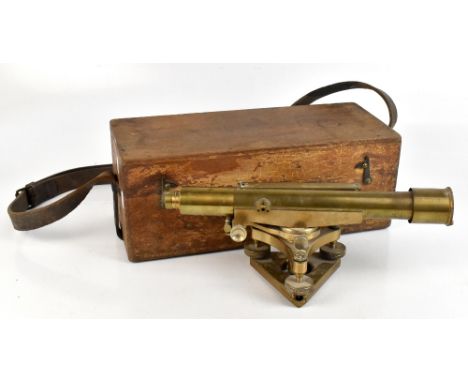 E R WATTS &amp; SON OF LONDON; a cased brass theodolite, no.12287, length 39cm.