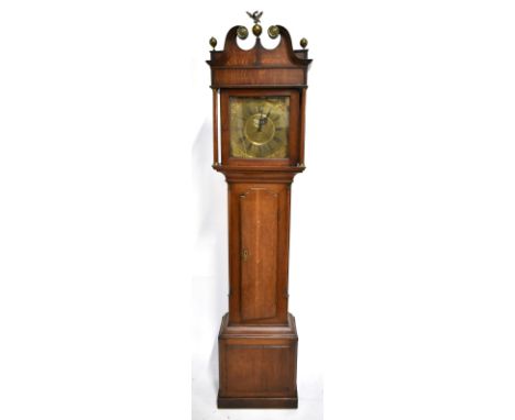 THOMAS LISTER; an 18th century oak cased thirty hour longcase clock, the brass dial set with Arabic and Roman numerals and tw