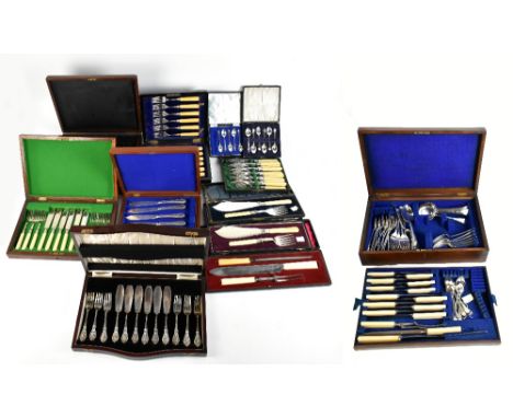 A large quantity of cased flatware including fish knives and forks, serving tools, etc.Additional InformationSome are associa