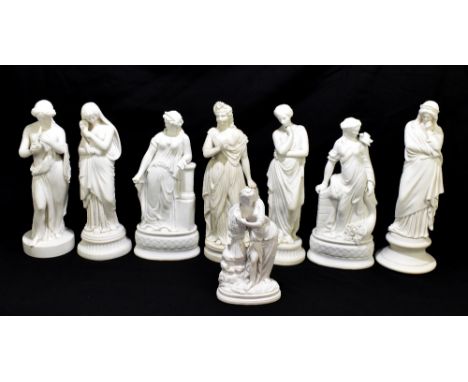 Eight assorted 19th century Parian ware figures to include Fortuna, height 34cm, etc (8).Additional InformationThe figure of 