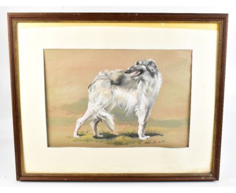 M DANNATT; pastel, study of a Borzoi, signed and dated Jan 1980, 30 x 44cm, framed. (D)Additional InformationThe image has be