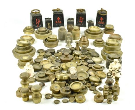 A large collection of 19th century and later brass and iron scale weights to include GPO examples.Additional InformationUnfor