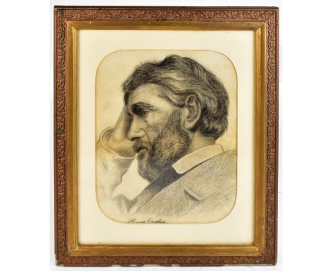 LATE 19TH CENTURY ENGLISH SCHOOL; charcoal, a portrait of Thomas Carlyle, 33 x 27cm, framed and glazed.Provenance: purchased 