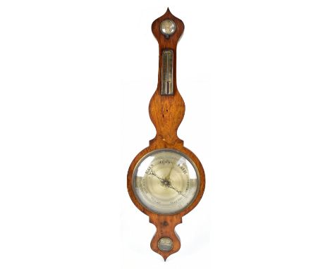 F M NEWTON OF HALIFAX; a 19th century rosewood banjo barometer with silvered dial, height 107cm.Additional InformationOne of 