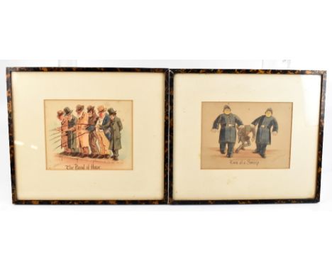 UNATTRIBUTED; a pair of watercolours depicting humorous scenes, 'The Band of Hope' and 'Two at a Sweep', printed hand impress
