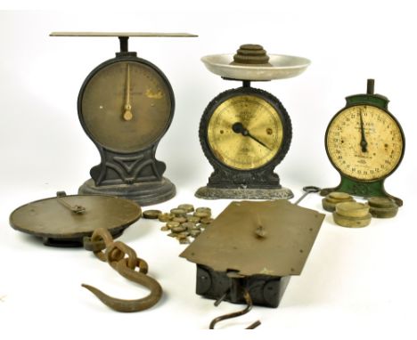 SALTER; a set of Family Scale No.45, together with three further sets of Salter scales and associated weights.