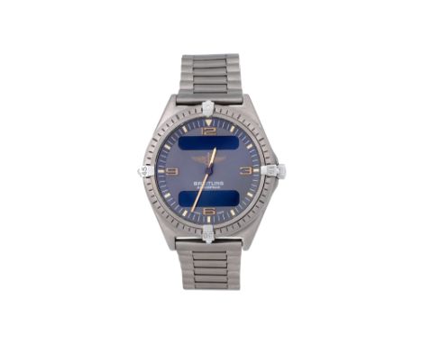 A MEN'S BREITLING TITANIUM CHRONOGRAPH, ALAMR QUARTZ BRACELET WACTH Aerospace.Brand: Breitling Model: Aerospace Case referenc