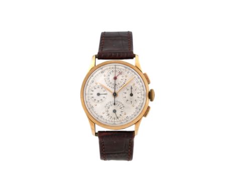 A RARE MEN’S UNIVERSAL GENEVE 18K YELLOW GOLD MANUAL CALENDAR CHRONOGRAPH Dato-Compax.Brand: Universal Geneve Model: Dato-Com