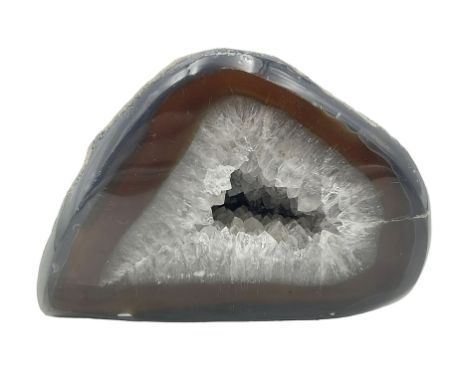 Amethyst crystal geode cluster, in brown and blue tones, H10cm