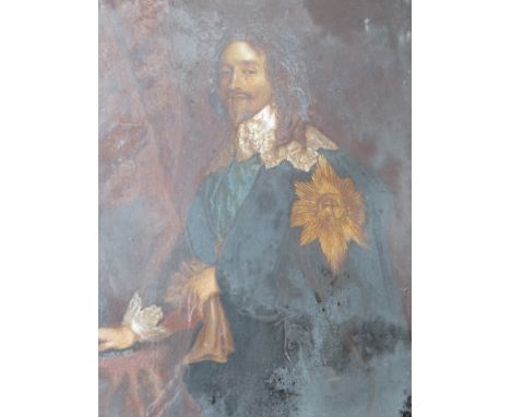 (XIX). Portrait study of King Charles I, unsigned, oil on board, framed and glazed, 27 x 20 cm