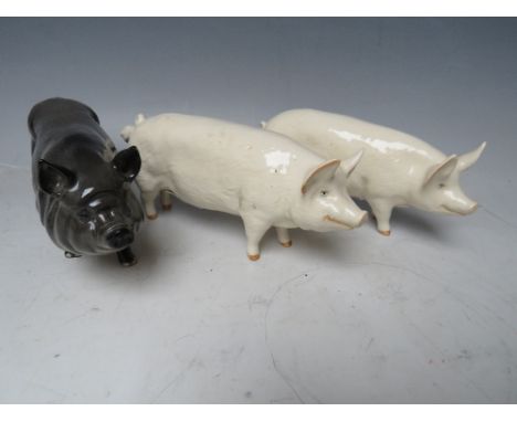 TWO BESWICK PIGS TOGETHER WITH A ROYAL DOULTON PIG (3)