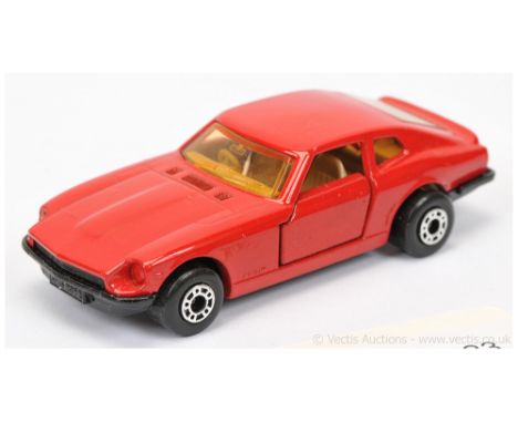 Matchbox Superfast 67c Datsun 260Z Factory Pre-Production Colour Trial - red body, light amber windows, tan interior, gloss b