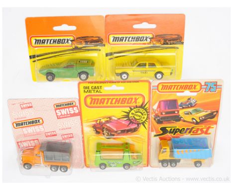 Matchbox Superfast Group of Blister Packed Models. (1) 46b Stretcha Fetcha Ambulance US Issue Viper Van - light amber windows