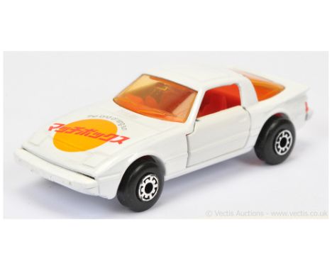 Matchbox Superfast 31e Mazda RX7 FACTORY PRE-PRODUCTION COLOUR TRIAL - white body with "The land of rising sun" hood tampo pr