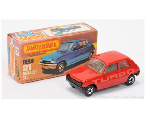 Matchbox Superfast 21c Renault 5TL - RARE red body with pink "Turbo" tampo print, red plastic tailgate, clear windows, tan in