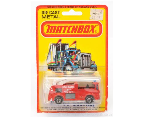 Matchbox Superfast 63e Merryweather Snorkel Fire Engine Code Red Issue - black interior, silver painted base, RARE DOT-DASH W