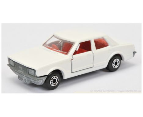 Matchbox Superfast 55d Ford Cortina Factory Pre-Production Colour Trial - white body, clear windows, red interior, bare metal