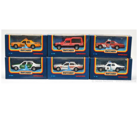 Matchbox Super Kings Group of Late 1980's to Early 1990's Issue Emergency Service Vehicles. Including 3 x K78 Plymouth Gran F