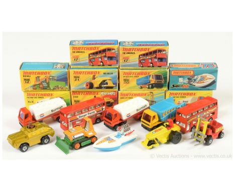 Matchbox Superfast group of Early to Mid 1970's Issue Models Including 2 x 63b Freeway Gas Tanker "Burmah"; 2 x 17b Daimler F