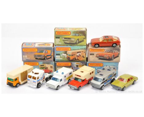 Matchbox Superfast Group of Late 1970's to Early 1980's issue models. (1) 8d Rover 3500; (2) 38d Ford Camper; (3) 40b Bedford