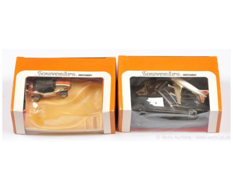 Matchbox Lesney "Souvenirs" Giftware Series. (1) K37 Speed Kings Sand Cat - light gold plated body with orange/green/white ho